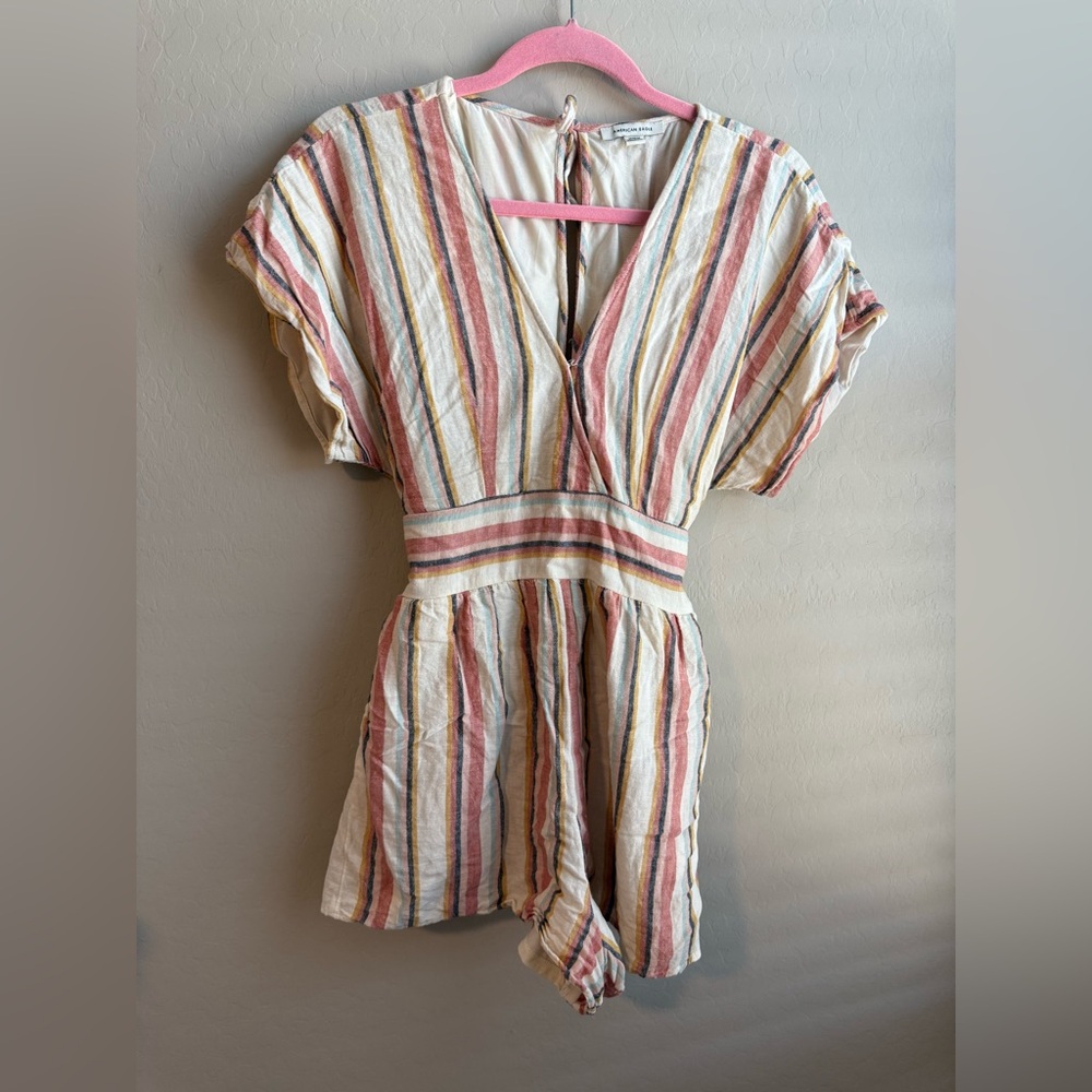 American Eagle Outfitters Multicolor Striped V-Neck Romper